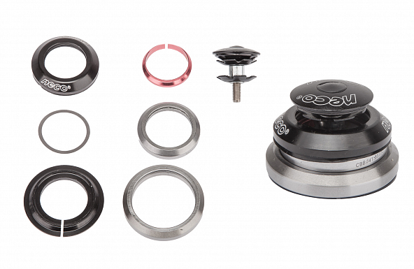 Детали рулевой колонки H373S+C2861 для конич. 1-1/8"-1.5" безрезьбовой вилки, интегр., стальн. черн.