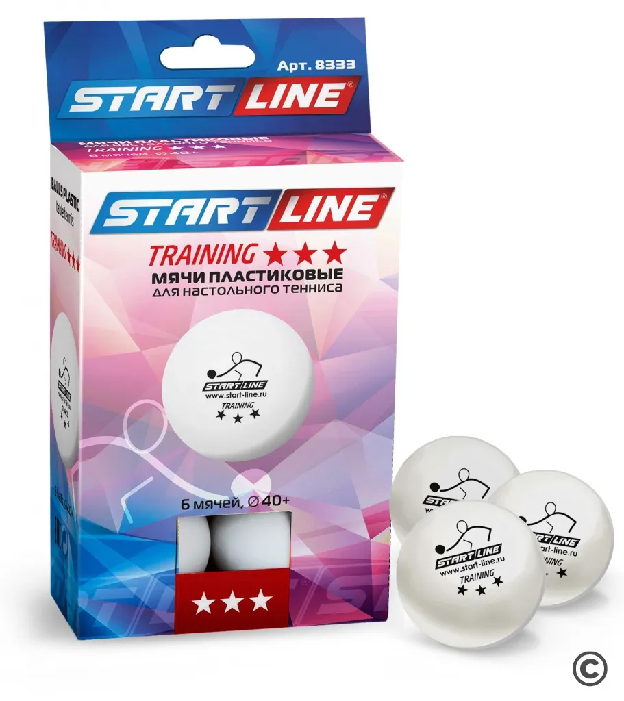 Набор мячей для настольного тенниса Start Line Training 3* 6шт/40мм белый