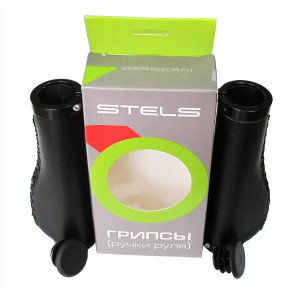 Ручки руля Stels HBBT-002 длина 130 мм. чёрные, с чёрными кольцами прошитые