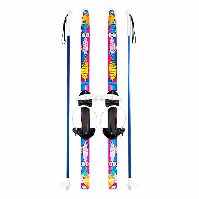 Лыжи детские ЦИКЛ "Быстрики" с палками 90/90 (лыжи, алюм. палки, унив. крепления)