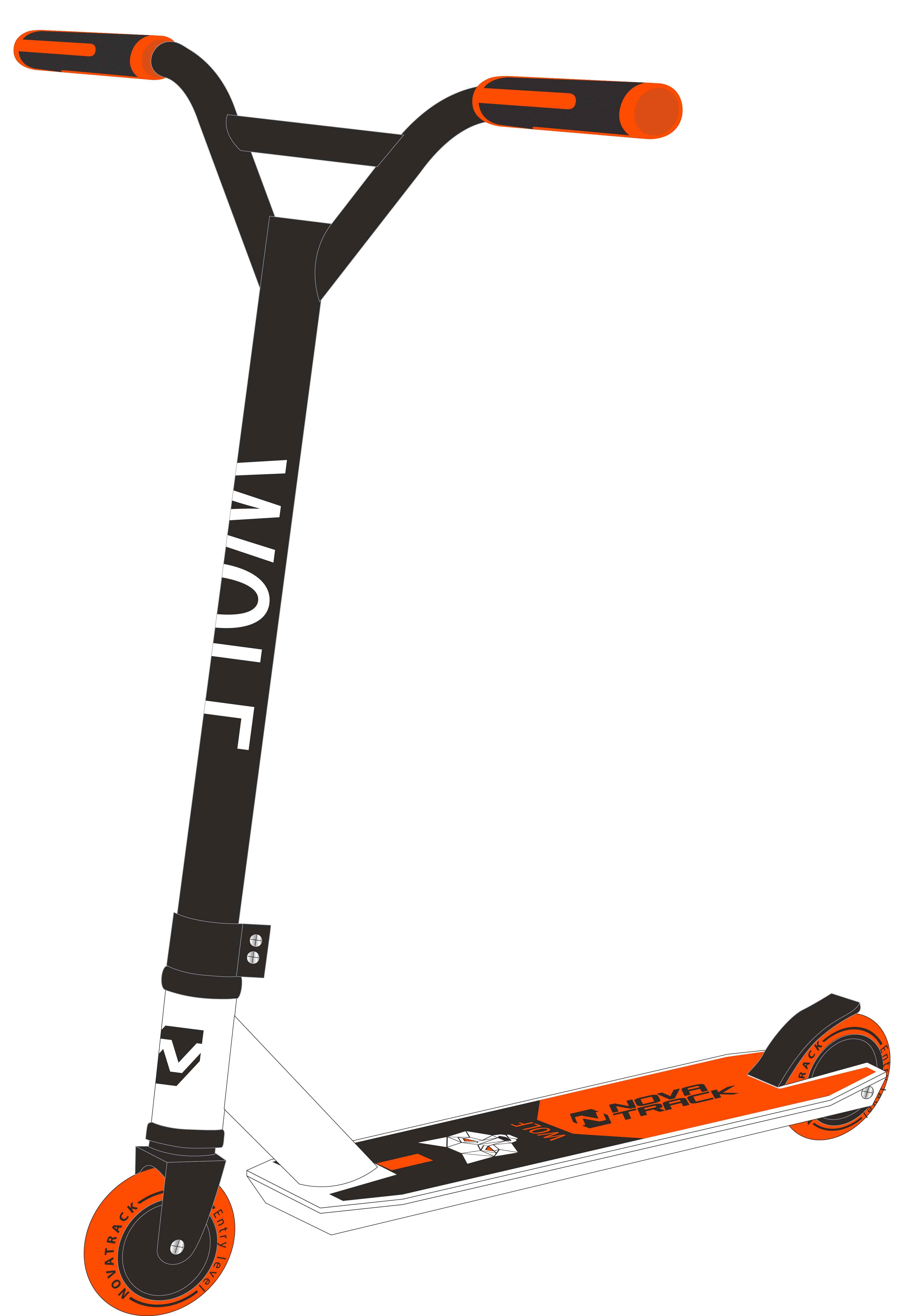 Самокат Novatrack WOLF EL 100 (100P.WOLF.WOR9) белый - оранжевый