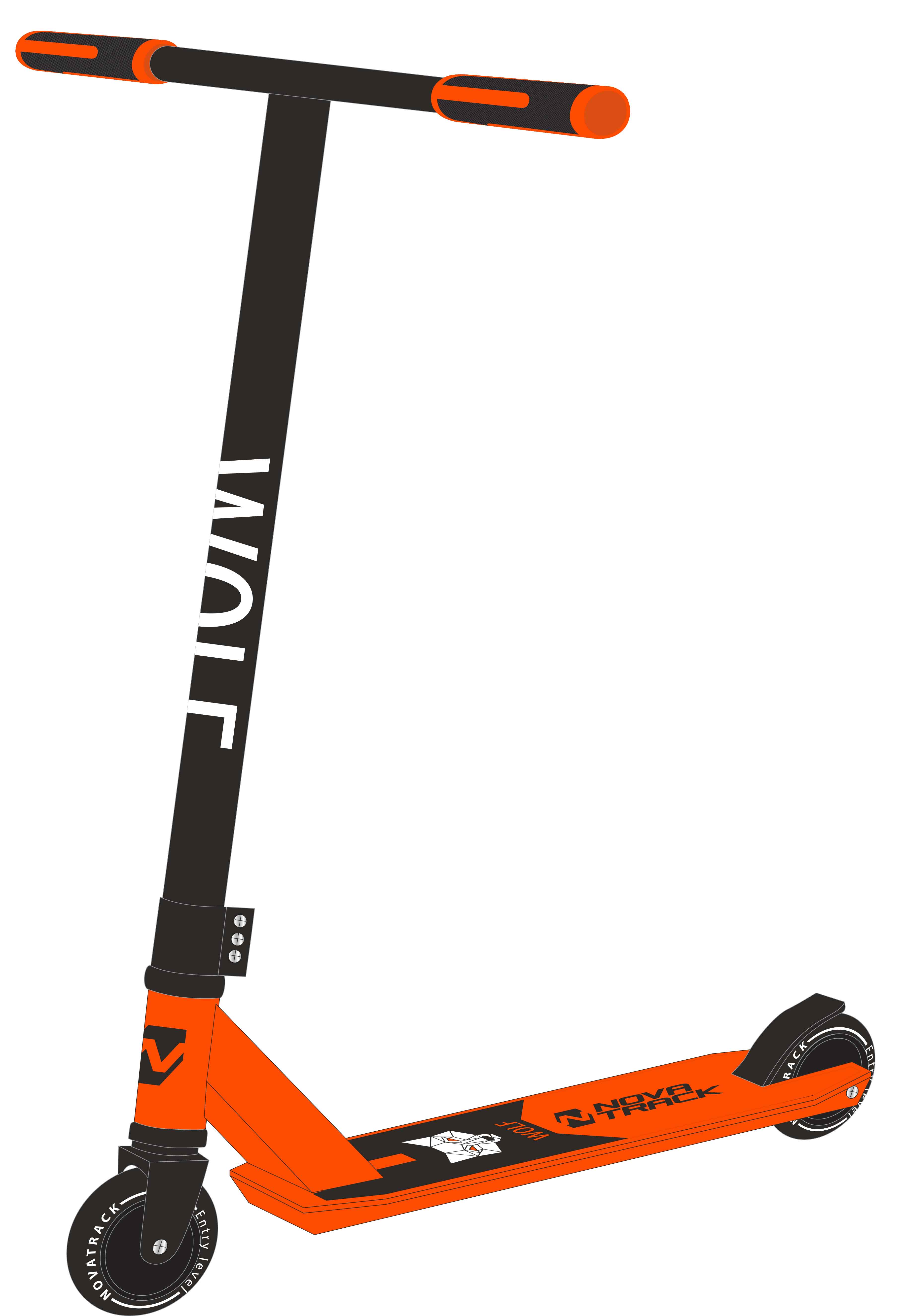 Самокат Novatrack WOLF EL 110 (110P.WOLF.BOR9) черный - оранжевый