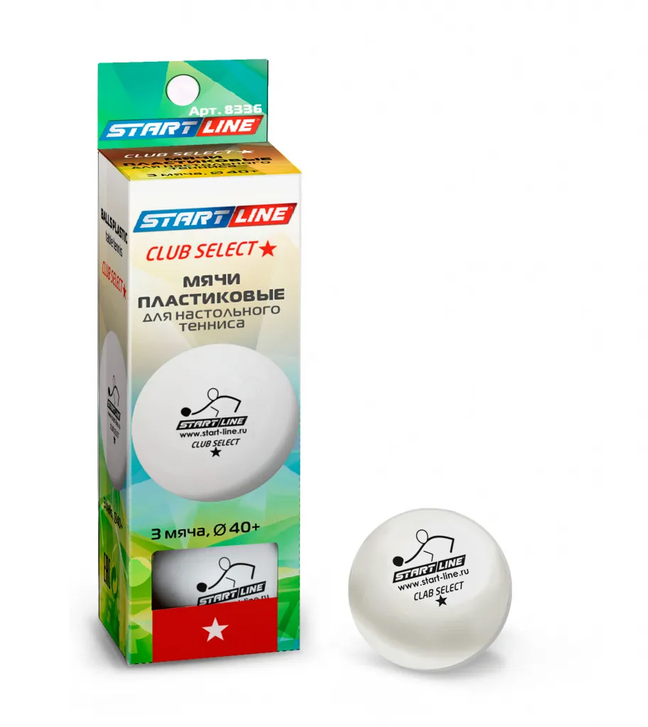 Набор мячей для настольного тенниса Start Line Club Select 1* 3шт/40мм белый