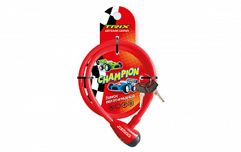 Замок противоугонный TRIX Campion детский 8*1200 мм. (трос+ключи) красный Замок противоугонный TRIX Campion детский 8*1200 мм. (трос+ключи) красный