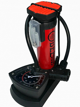 Насос BEE PUMP ножной велосипедный M43B-01, 1 балон, чёрный-красный