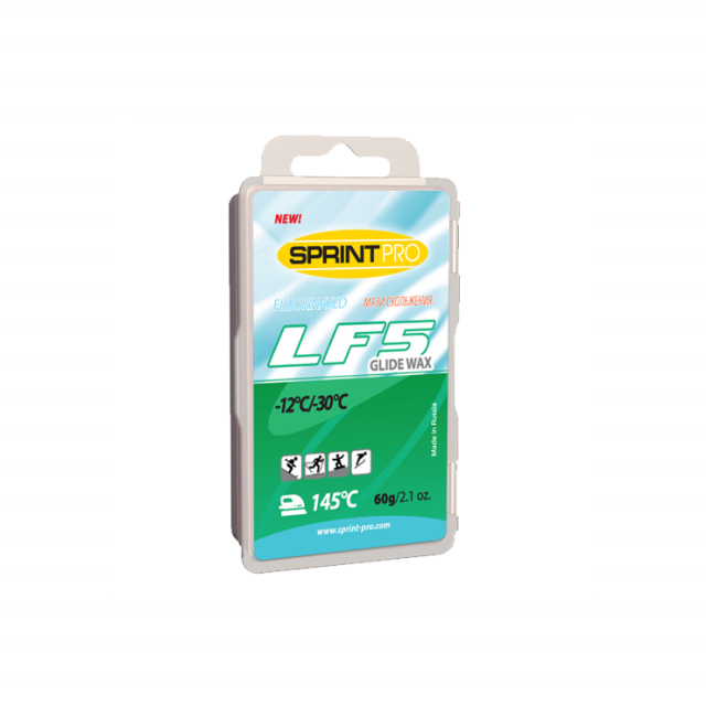Парафин скольжения SPRINT PRO LF-5 темп. -12-30С 60 гр. зелёный