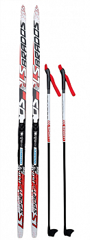 Комплект лыжный STC "LS SPORT" лыжи с насечкой, лыжные палки BRADOS SPORT, крепление NNN р.S
