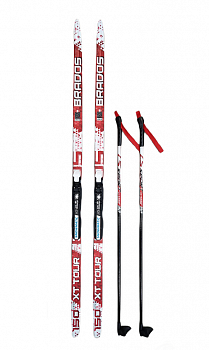 Комплект лыжный STC "XT TOUR BRADOS" лыжи с насечкой, лыжные палки BRADOS LS, крепление NNN р.S