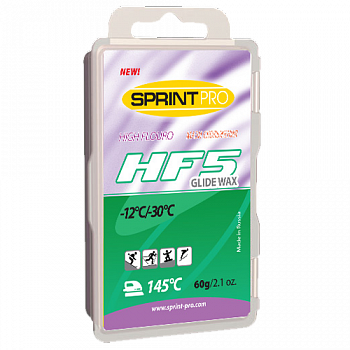 Парафин скольжения SPRINT PRO HF-5 темп. -12 -30С 60 гр. Green