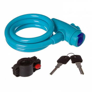 Замок противоугонный 10*100см. (трос+ключи) синий