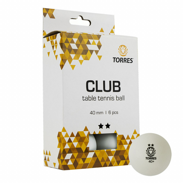 Набор мячей для настольного тенниса TORRES Club 2* 6шт/40мм 