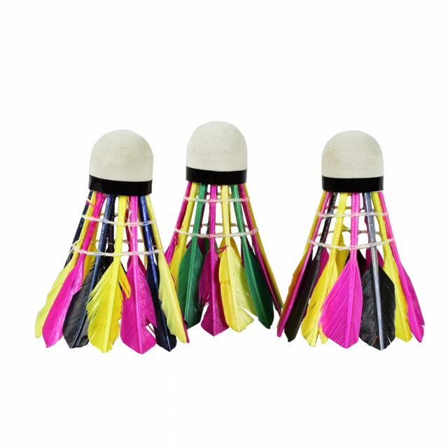 Волан для бадминтона перьевой цветной 