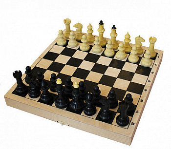Шахматы обиходные (пластик) с деревянной доской 30*30 см