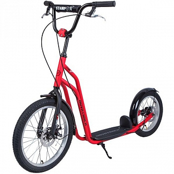 Самокат Novatrack City Line с дисковыми тормозами колёса 18/14 (18DSTAMPN1CL.RD8) красный