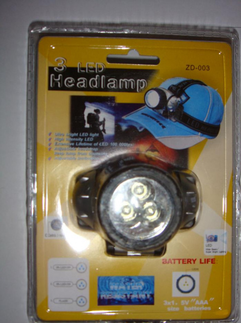 Фонарь налобный диод 3 в отраж.рез.