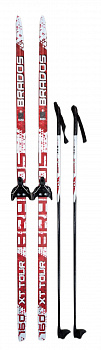 Комплект лыжный STC "XT TOUR BRADOS" лыжи с насечкой, лыжные палки X-400, крепление NN-75 