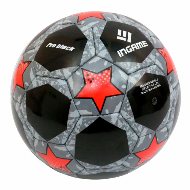 Мяч футбольный Ingame Pro Black (р.5, Черно - красный)