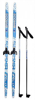 Комплект лыжный STC "XT TOUR BRADOS" лыжи с насечкой, лыжные палки BRADOS SPORT, крепление NN-75 