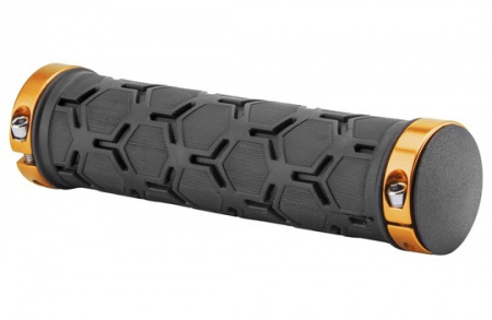 Ручки руля Stels XH-G181BL длина 130 мм. чёрные, золотистые кольца
