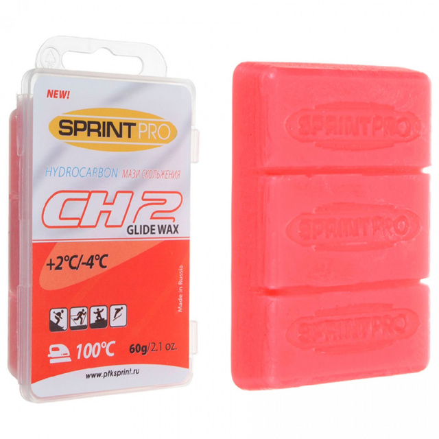 Парафин скольжения SPRINT PRO CH-2 темп. +2 -4С 60 гр. Red
