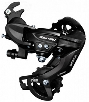 Переключатель скоростей задний SHIMANO Tourney TY300 SGS 6/7 ск, чёрный крепление на болт 