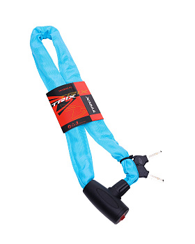 Замок противоугонный TRIX 6*1000 мм. (цепь+ключи) в тканевой оплётке синий