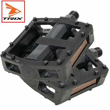 Педали TRIX PLATFORM 115*95мм. , PD-TX-855-9х16-BK, резьба 9/16, с шипами, чёрные