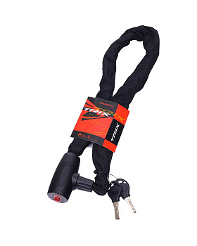 Замок противоугонный TRIX 6*1000 мм. (цепь+ключи) в тканевой оплётке чёрный