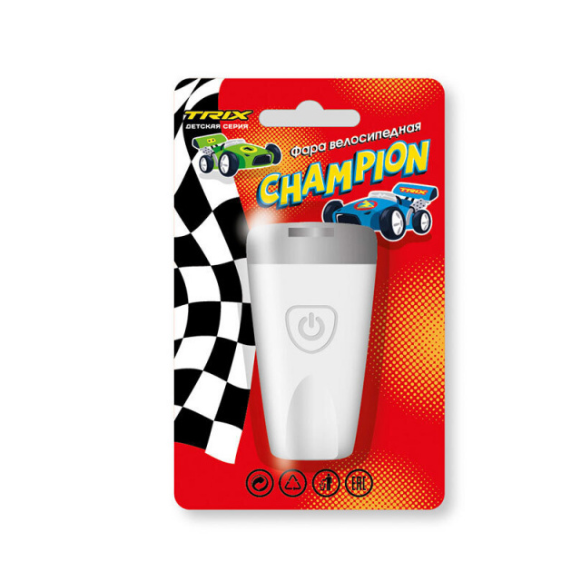 Фара передняя TRIX Champion детская 1 супер яркий белый диод, 3 режима Фара передняя TRIX Champion детская 1 супер яркий белый диод, 3 режима
