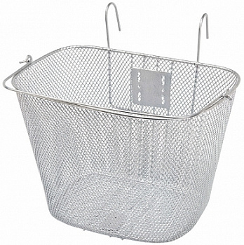 Велокорзина передняя JL-045-2 серебристая навесная на руль с крепл. для 28"