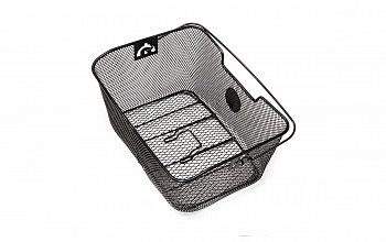 Велокорзина на багажник 400*170*280 мм. быстросъемная, с ручкой,стальная, чёрная