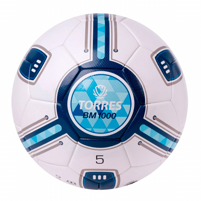 Мяч футбольный Torres BM1000 2024 год (р.5, Белый - синий - голубой)