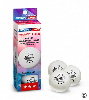 Набор мячей для настольного тенниса Start Line Training 3* 3шт/40мм белый