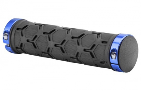Ручки руля Stels XH-G181BL длина 130 мм. чёрные, синие кольца