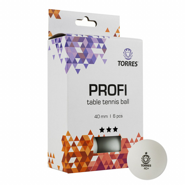 Набор мячей для настольного тенниса TORRES Profi 3* 6шт/40мм 