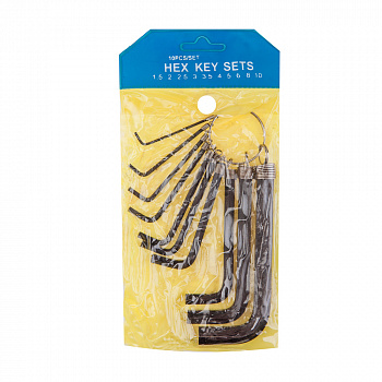 Набор шестигранников Kenli KL-9701 1.5/2/2.5/3/3.5/4/5/6/8/10 мм на кольце