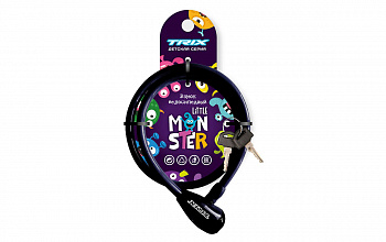 Замок противоугонный TRIX Little Monster детский 12*800 мм. (трос+ключи) чёрный Замок противоугонный TRIX Little Monster детский 12*800 мм. (трос+ключи) чёрный